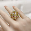 Oro Laminado Multi Stone Ring, Gold Filled Style with Multicolor Cubic Zirconia, Polished, Golden Finish, 01.424.0008 (One size fits all)