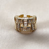 Oro Laminado Multi Stone Ring, Gold Filled Style Baguette Design, with White Cubic Zirconia, Polished, Golden Finish, 01.424.0009 (One size fits all)