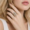 Oro Laminado Multi Stone Ring, Gold Filled Style Baguette Design, with White Cubic Zirconia and White Micro Pave, Polished, Golden Finish, 01.424.0010 (One size fits all)
