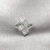 Rhodium Gold Filled Multi Stone Ring, Baguette Design, with White Cubic Zirconia and White Micro Pave, Polished, Rhodium Finish, 01.424.0010.1 (One size fits all)