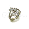 Rhodium Gold Filled Multi Stone Ring, Baguette Design, with White Cubic Zirconia and White Micro Pave, Polished, Rhodium Finish, 01.424.0010.1 (One size fits all)