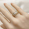 Oro Laminado Multi Stone Ring, Gold Filled Style Baguette and Cluster Design, with White Cubic Zirconia and White Micro Pave, Polished, Golden Finish, 01.424.0011 (One size fits all)
