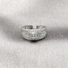 Rhodium Gold Filled Multi Stone Ring, Baguette and Cluster Design, with White Cubic Zirconia and White Micro Pave, Polished, Rhodium Finish, 01.424.0011.1 (One size fits all)