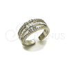 Rhodium Gold Filled Multi Stone Ring, Baguette and Cluster Design, with White Cubic Zirconia and White Micro Pave, Polished, Rhodium Finish, 01.424.0011.1 (One size fits all)