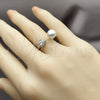 Rhodium Gold Filled Multi Stone Ring, Ball and Cluster Design, with Ivory Pearl and White Cubic Zirconia, Polished, Rhodium Finish, 01.424.0012.1 (One size fits all)