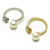 Rhodium Gold Filled Multi Stone Ring, Ball and Cluster Design, with Ivory Pearl and White Cubic Zirconia, Polished, Rhodium Finish, 01.424.0012.1 (One size fits all)