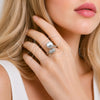 Rhodium Gold Filled Multi Stone Ring, Ball and Cluster Design, with Ivory Pearl and White Cubic Zirconia, Polished, Rhodium Finish, 01.424.0013.1 (One size fits all)