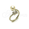 Rhodium Gold Filled Multi Stone Ring, Ball and Cluster Design, with Ivory Pearl and White Cubic Zirconia, Polished, Rhodium Finish, 01.424.0013.1 (One size fits all)