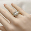 Oro Laminado Multi Stone Ring, Gold Filled Style Baguette and Cluster Design, with White Cubic Zirconia and White Micro Pave, Polished, Golden Finish, 01.424.0014 (One size fits all)