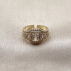 Oro Laminado Multi Stone Ring, Gold Filled Style Baguette and Cluster Design, with White Cubic Zirconia and White Micro Pave, Polished, Golden Finish, 01.424.0014 (One size fits all)