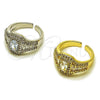 Oro Laminado Multi Stone Ring, Gold Filled Style Baguette and Cluster Design, with White Cubic Zirconia and White Micro Pave, Polished, Golden Finish, 01.424.0014 (One size fits all)
