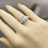 Rhodium Gold Filled Multi Stone Ring, Baguette and Cluster Design, with White Cubic Zirconia and White Micro Pave, Polished, Rhodium Finish, 01.424.0014.1 (One size fits all)