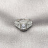 Rhodium Gold Filled Multi Stone Ring, Baguette and Cluster Design, with White Cubic Zirconia and White Micro Pave, Polished, Rhodium Finish, 01.424.0014.1 (One size fits all)