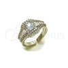 Rhodium Gold Filled Multi Stone Ring, Baguette and Cluster Design, with White Cubic Zirconia and White Micro Pave, Polished, Rhodium Finish, 01.424.0014.1 (One size fits all)
