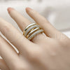 Oro Laminado Multi Stone Ring, Gold Filled Style Nail Design, with White Micro Pave, Polished, Golden Finish, 01.424.0015 (One size fits all)
