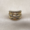 Oro Laminado Multi Stone Ring, Gold Filled Style Nail Design, with White Micro Pave, Polished, Golden Finish, 01.424.0015 (One size fits all)