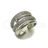 Rhodium Gold Filled Multi Stone Ring, Nail Design, with White Micro Pave, Polished, Rhodium Finish, 01.424.0015.1 (One size fits all)