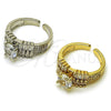 Rhodium Gold Filled Multi Stone Ring, Cluster and Baguette Design, with White Cubic Zirconia and White Micro Pave, Polished, Rhodium Finish, 01.424.0016.1 (One size fits all)