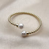 Oro Laminado Individual Bangle, Gold Filled Style Ball Design, with Ivory Pearl, Polished, Golden Finish, 07.424.0002 (04 MM Thickness, One size fits all)