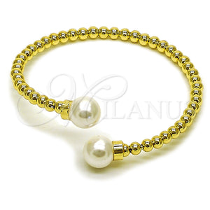Gold Filled Jewelry — Individual Bangle Ball Design with Ivory Pearl Polished — main product view — SKU 165433 | Oro Laminado joyería — Individual Bangle Ball diseño with Ivory Pearl pulido — SKU 165433