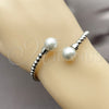 Rhodium Gold Filled Individual Bangle, Ball Design, with Ivory Pearl, Polished, Rhodium Finish, 07.424.0002.1 (04 MM Thickness, One size fits all)