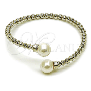 White Gold Filled Jewelry — Individual Bangle Ball Design with Ivory Pearl Polished — main product view — SKU 165434 | Oro Laminado Blanco joyería — Individual Bangle Ball diseño with Ivory Pearl pulido — SKU 165434