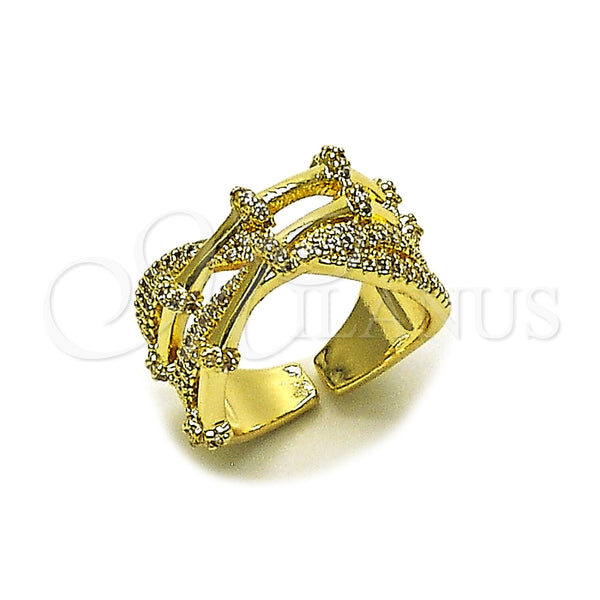 Gold Filled Ring — Multi Stone Ring Bamboo Design with White Micro — main product view — SKU 165435 | Oro Laminado anillo — Multi Stone Ring Bamboo diseño with blanco Micro — SKU 165435