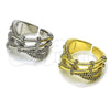 Oro Laminado Multi Stone Ring, Gold Filled Style Bamboo Design, with White Micro Pave, Polished, Golden Finish, 01.424.0018 (One size fits all)