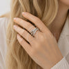 Rhodium Gold Filled Multi Stone Ring, Bamboo Design, with White Micro Pave, Polished, Rhodium Finish, 01.424.0018.1 (One size fits all)