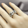 Rhodium Gold Filled Multi Stone Ring, Bamboo Design, with White Micro Pave, Polished, Rhodium Finish, 01.424.0018.1 (One size fits all)