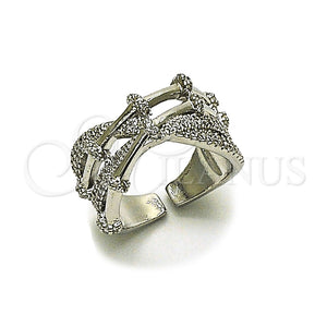 White Gold Filled Ring — Multi Stone Ring Bamboo Design with White Micro — main product view — SKU 165436 | Oro Laminado Blanco anillo — Multi Stone Ring Bamboo diseño with blanco Micro — SKU 165436