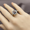 Rhodium Gold Filled Multi Stone Ring, Cluster Design, with Amethyst and White Cubic Zirconia, Polished, Rhodium Finish, 01.424.0003.5 (One size fits all)