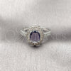 Rhodium Gold Filled Multi Stone Ring, Cluster Design, with Amethyst and White Cubic Zirconia, Polished, Rhodium Finish, 01.424.0003.5 (One size fits all)