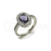 Rhodium Gold Filled Multi Stone Ring, Cluster Design, with Amethyst and White Cubic Zirconia, Polished, Rhodium Finish, 01.424.0003.5 (One size fits all)