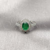 Rhodium Gold Filled Multi Stone Ring, Cluster Design, with Green and White Cubic Zirconia, Polished, Rhodium Finish, 01.424.0003.6 (One size fits all)