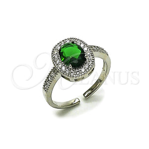 White Gold Filled Ring — Multi Stone Ring Cluster Design with Green and — main product view — SKU 165438 | Oro Laminado Blanco anillo — Multi Stone Ring Cluster diseño with Green and — SKU 165438