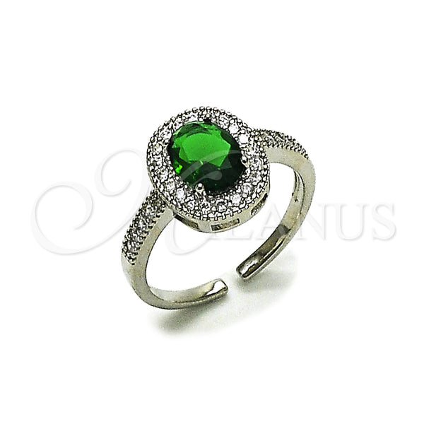 White Gold Filled Ring — Multi Stone Ring Cluster Design with Green and — main product view — SKU 165438 | Oro Laminado Blanco anillo — Multi Stone Ring Cluster diseño with Green and — SKU 165438