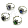 Rhodium Gold Filled Multi Stone Ring, Cluster Design, with Green and White Cubic Zirconia, Polished, Rhodium Finish, 01.424.0003.6 (One size fits all)