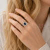 Rhodium Gold Filled Multi Stone Ring, Cluster Design, with Sapphire Blue and White Cubic Zirconia, Polished, Rhodium Finish, 01.424.0003.7 (One size fits all)