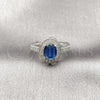 Rhodium Gold Filled Multi Stone Ring, Cluster Design, with Sapphire Blue and White Cubic Zirconia, Polished, Rhodium Finish, 01.424.0003.7 (One size fits all)