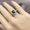 Rhodium Gold Filled Multi Stone Ring, Cluster Design, with Black and White Cubic Zirconia, Polished, Rhodium Finish, 01.424.0003.8 (One size fits all)