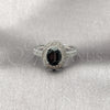 Rhodium Gold Filled Multi Stone Ring, Cluster Design, with Black and White Cubic Zirconia, Polished, Rhodium Finish, 01.424.0003.8 (One size fits all)