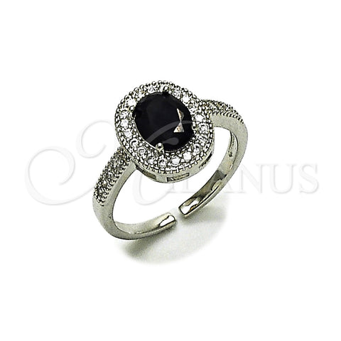 Rhodium Gold Filled Multi Stone Ring, Cluster Design, with Black and White Cubic Zirconia, Polished, Rhodium Finish, 01.424.0003.8 (One size fits all)