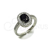 Rhodium Gold Filled Multi Stone Ring, Cluster Design, with Black and White Cubic Zirconia, Polished, Rhodium Finish, 01.424.0003.8 (One size fits all)