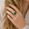 Rhodium Gold Filled Multi Stone Ring, Cluster Design, with Green Cubic Zirconia and White Micro Pave, Polished, Rhodium Finish, 01.424.0001.6 (One size fits all)