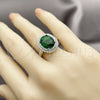 Rhodium Gold Filled Multi Stone Ring, Cluster Design, with Green Cubic Zirconia and White Micro Pave, Polished, Rhodium Finish, 01.424.0001.6 (One size fits all)