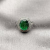 Rhodium Gold Filled Multi Stone Ring, Cluster Design, with Green Cubic Zirconia and White Micro Pave, Polished, Rhodium Finish, 01.424.0001.6 (One size fits all)