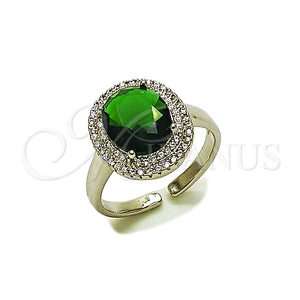 White Gold Filled Ring — Multi Stone Ring Cluster Design with Green Cubic — main product view — SKU 165442 | Oro Laminado Blanco anillo — Multi Stone Ring Cluster diseño with Green Cubic — SKU 165442