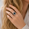 Rhodium Gold Filled Multi Stone Ring, Cluster Design, with Sapphire Blue Cubic Zirconia and White Micro Pave, Polished, Rhodium Finish, 01.424.0001.7 (One size fits all)