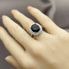 Rhodium Gold Filled Multi Stone Ring, Cluster Design, with Sapphire Blue Cubic Zirconia and White Micro Pave, Polished, Rhodium Finish, 01.424.0001.7 (One size fits all)